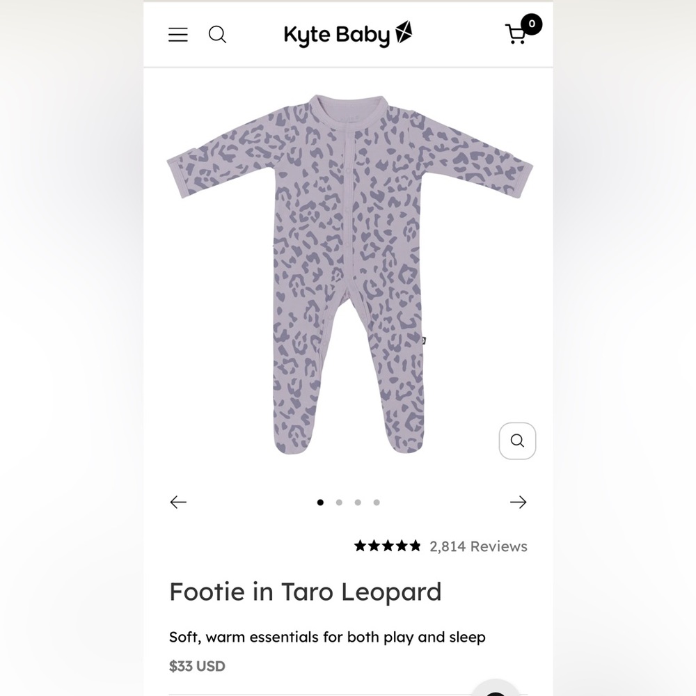 Kyte footie in taro leopard